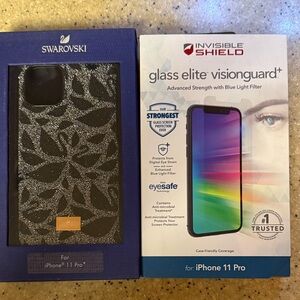 Swarovski Black Glitter iPhone 11 Pro case and screen Protector